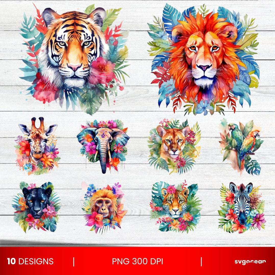 Watercolor Animal T-shirt Sublimation | Print Designs Bundle - SVG ...