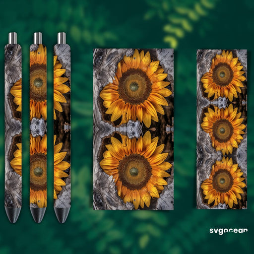 Sunflower on Bark Pen Wrap - Svg Ocean