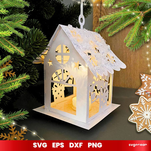 Christmas House Paper Lantern - Svg Ocean