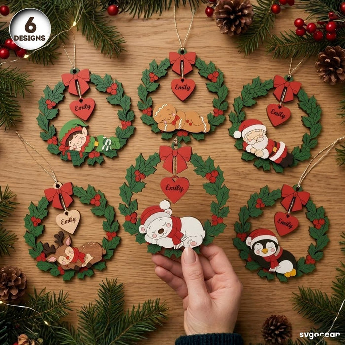Personalized Christmas Ornaments SVG Bundle - Svg Ocean