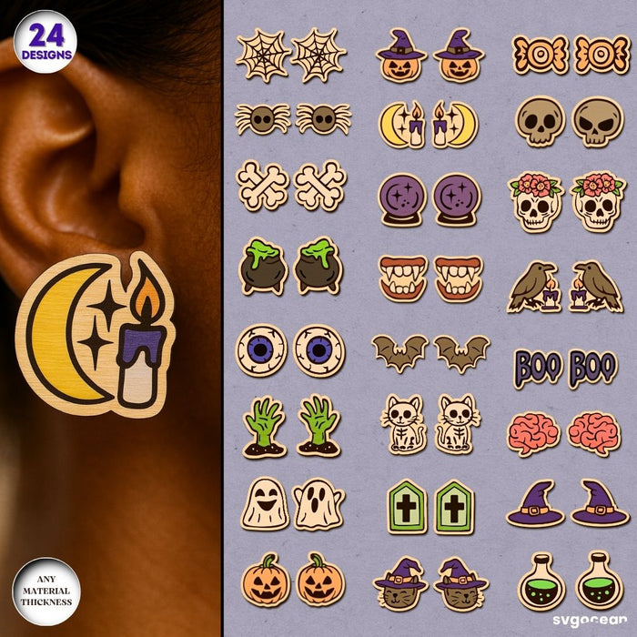 Halloween Stud Earrings Bundle - Svg Ocean