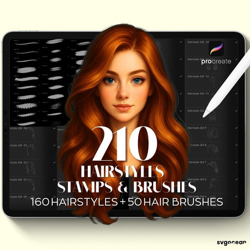 Procreate Hairstyle Stamps & Brushes - Svg Ocean