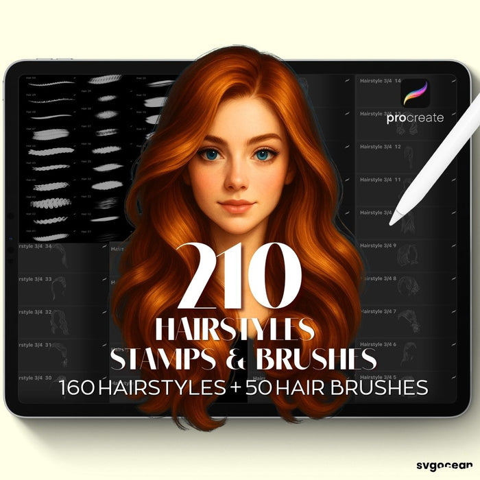 Procreate Hairstyle Stamps & Brushes - Svg Ocean