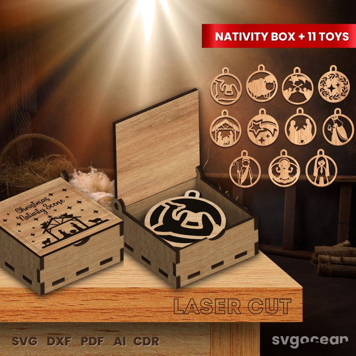 Nativity Ornament Boxes Laser Cut  - Svg Ocean