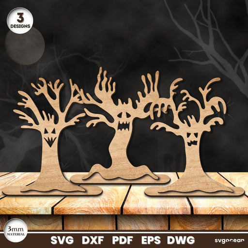 Haunted Halloween Trees Laser Cut - Svg Ocean