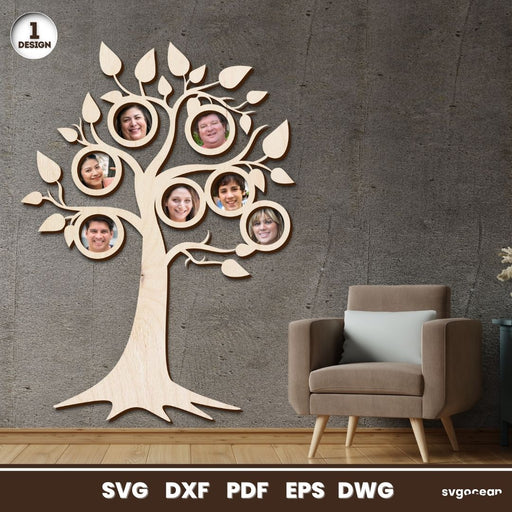 Wooden Family Tree Photo Frame - Svg Ocean