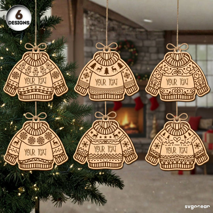 Christmas Sweater Ornaments SVG Bundle - Svg Ocean