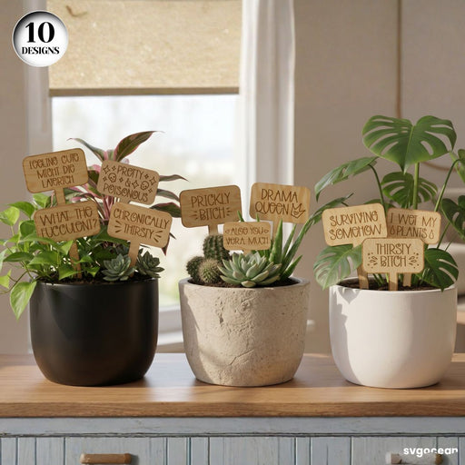 Wooden Plant Tags SVG Bundle - Svg Ocean