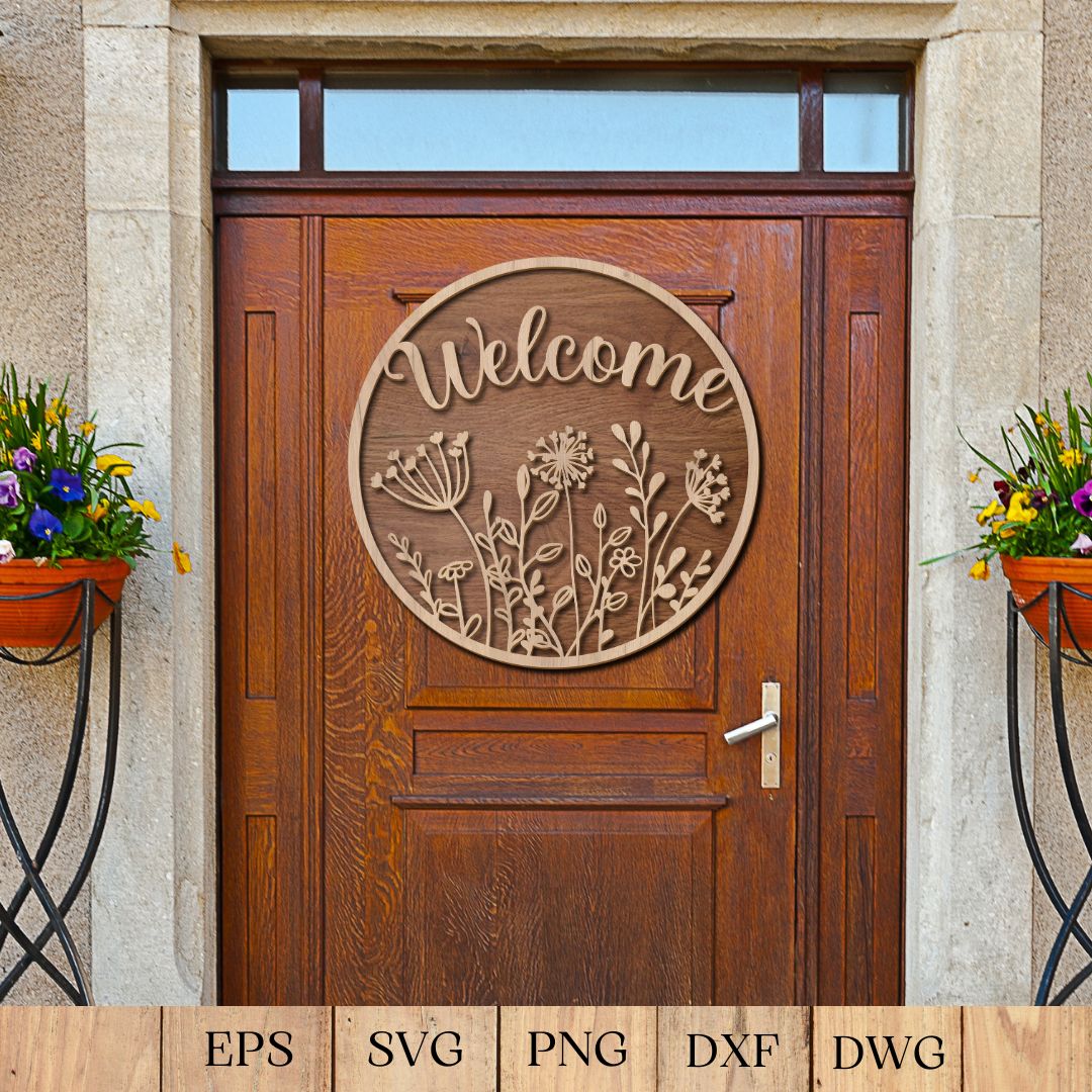 Welcome Flowers Door Sign Laser Cut - Svg Ocean — svgocean