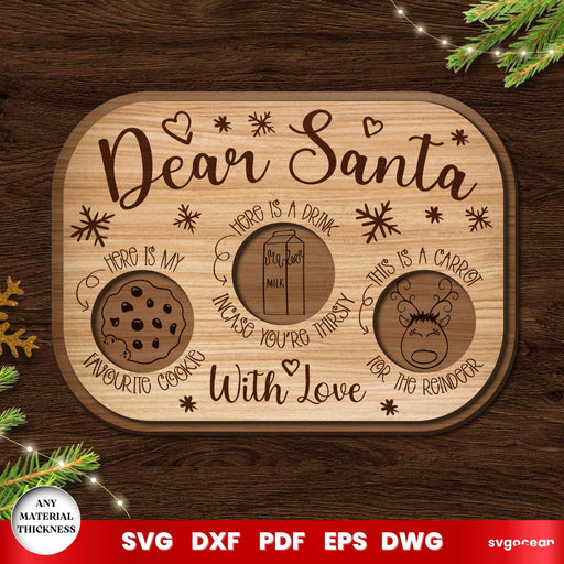 Dear Santa Tray Laser Cut - Svg Ocean