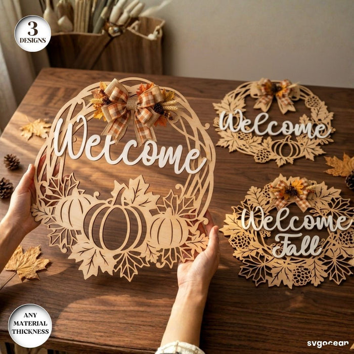 Welcome Fall Door Sign SVG Bundle - Svg Ocean