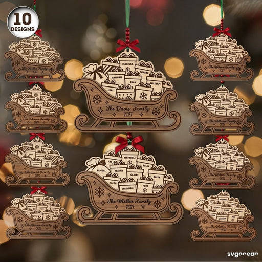 Santa Sleigh Ornaments SVG Bundle - Svg Ocean