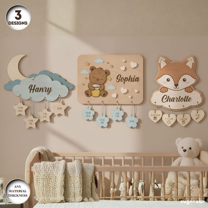 Baby Birth Stats Sign SVG Bundle - Svg Ocean
