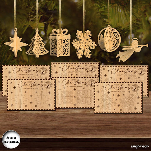 3D Christmas Cards Ornament SVG Bundle - Svg Ocean