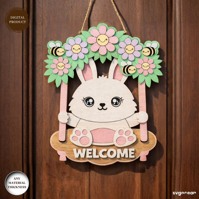 Easter Bunny Swing Door Sign Laser Cut