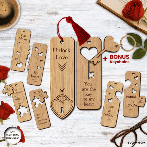 Valentine's Day Couple Bookmarks SVG Bundle - Svg Ocean