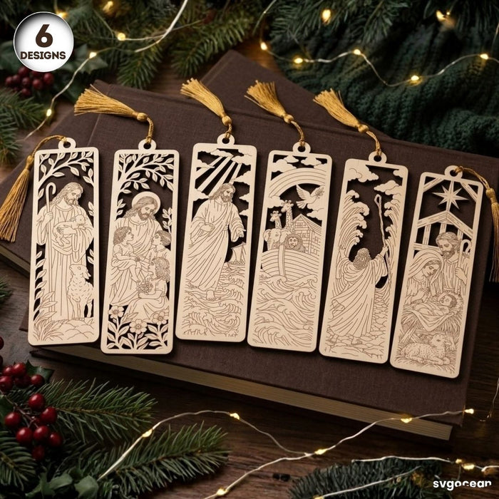 Wooden Jesus Bookmarks SVG Bundle - Svg Ocean