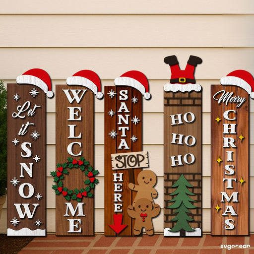 Christmas Porch Sign Laser Cut Bundle - Svg Ocean
