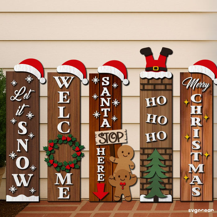 Christmas Porch Sign Laser Cut Bundle - Svg Ocean