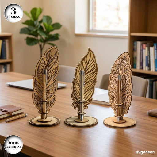 Feather Pen Stand Laser Cut Bundle - Svg Ocean