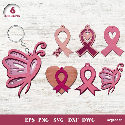 Cancer Awareness Keychains Laser Cut - Svg Ocean