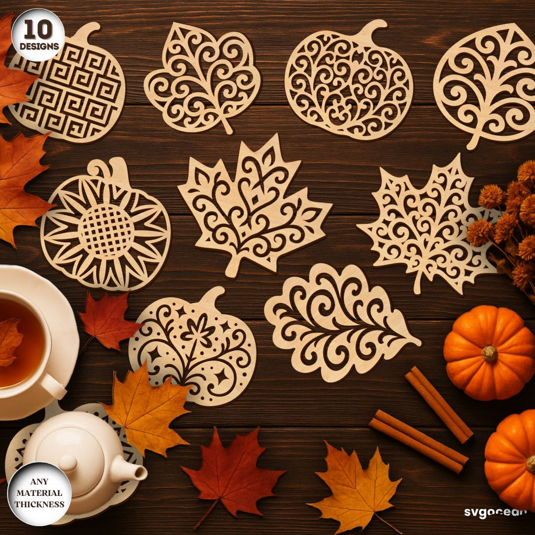 Autumn Leaves Coasters SVG Bundle - SvgOcean — svgocean