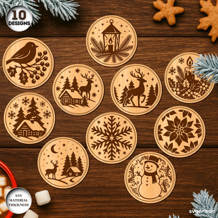 Winter Coffee Coasters SVG Bundle - Svg Ocean