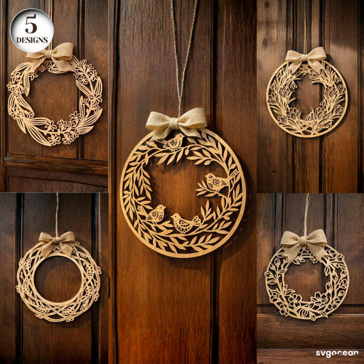 Floral Wreath Door Sign SVG Bundle - Svg Ocean