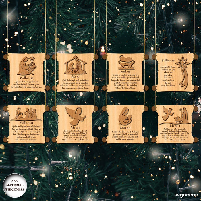 Nativity Scroll Ornaments SVG Bundle - Svg Ocean