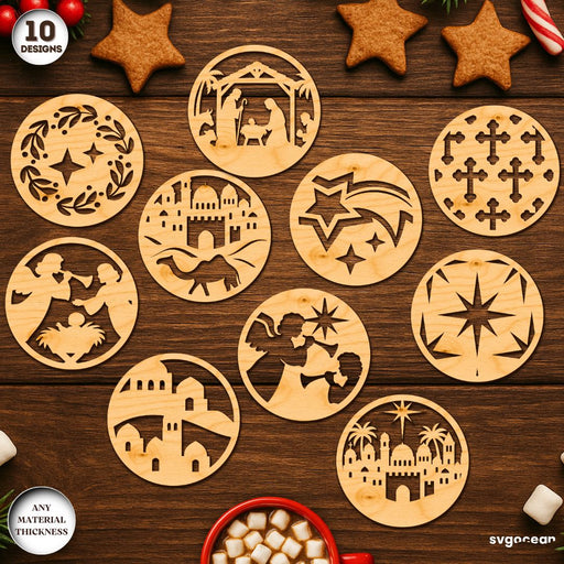 Nativity Coffee Coasters SVG Bundle - Svg Ocean