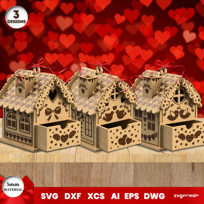 Valentine's Day House Gift Boxes - Svg Ocean