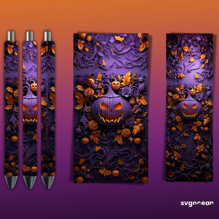 Spooky Pumpkins Halloween Pen Wrap - Svg Ocean