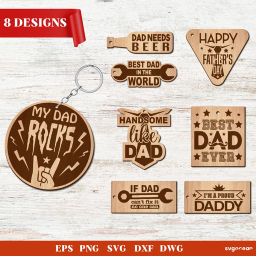 Father’s Day Keychains Laser Cut - Svg Ocean