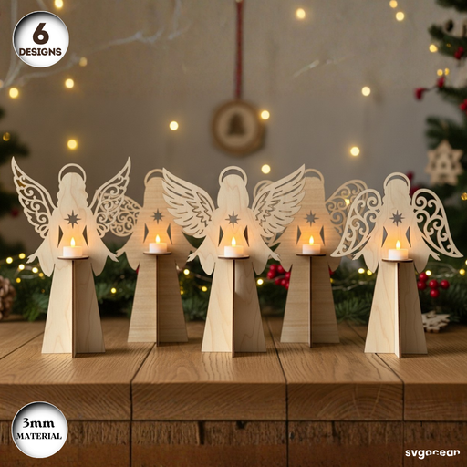 Christmas Angel Candle Stand SVG Bundle- Svg Ocean