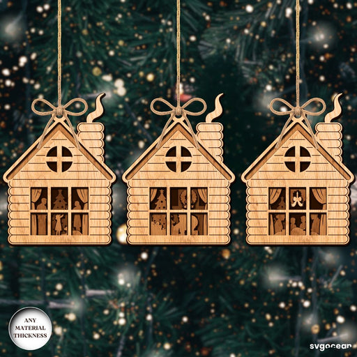 Christmas House Shadow Box SVG Bundle - Svg Ocean