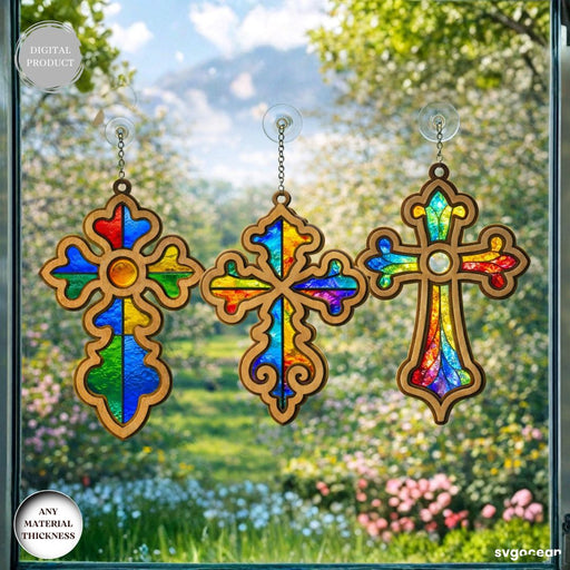 Cross Suncatcher Laser Cut Bundle - Svg Ocean