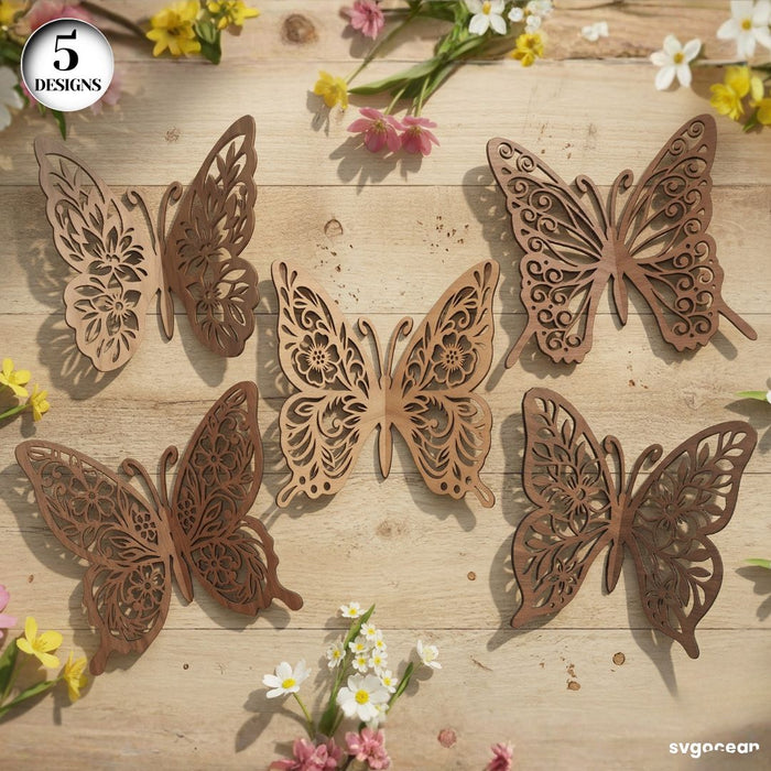 3D Floral Butterflies SVG Bundle - Svg Ocean