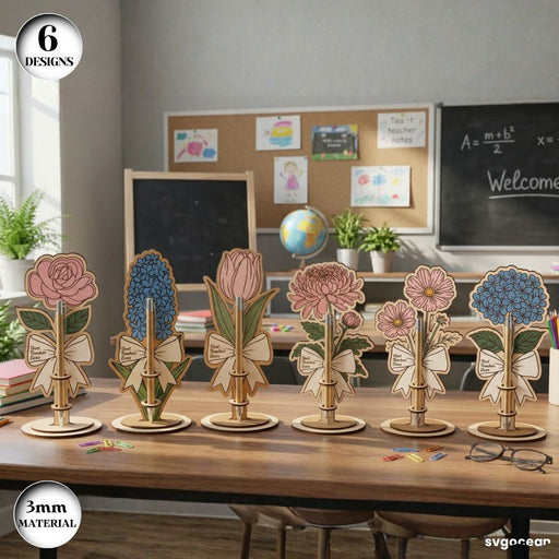 Flowers Pen Holder Laser Cut Bundle - Svg Ocean