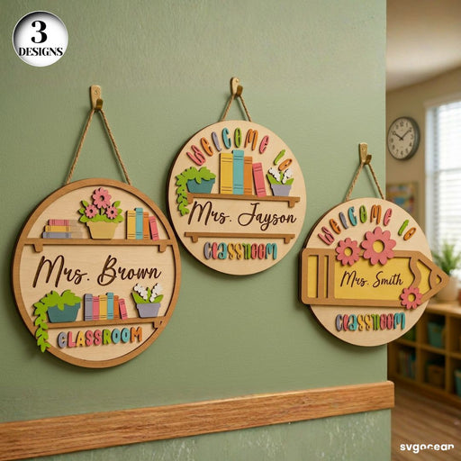 Personalized Teacher Door Sign Svg Bundle - Svg Ocean