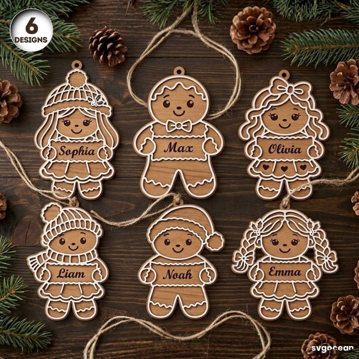 Personalized Gingerbread Ornament SVG Bundle - Svg Ocean