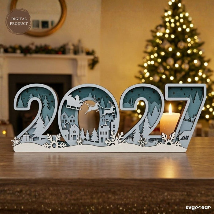 2027 Christmas Table Decor Laser Cut - Svg Ocean