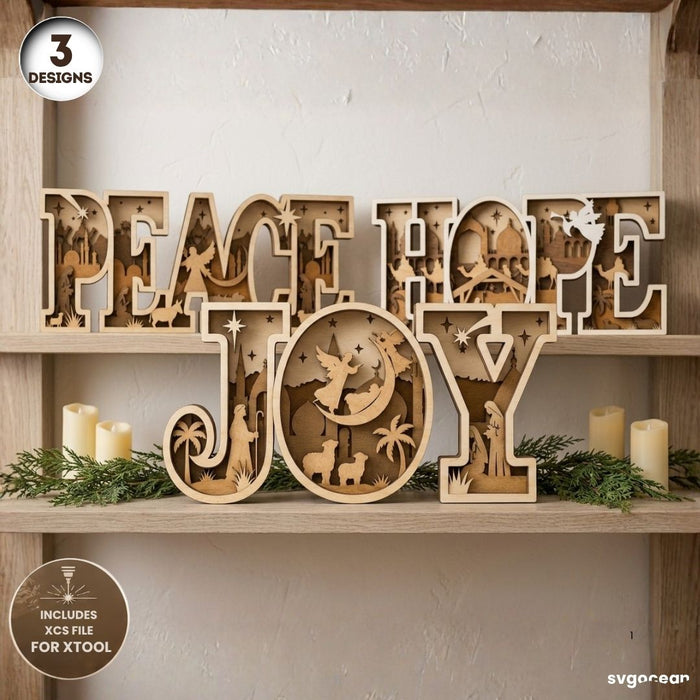 3D Nativity Word Stands SVG Bundle - Svg Ocean