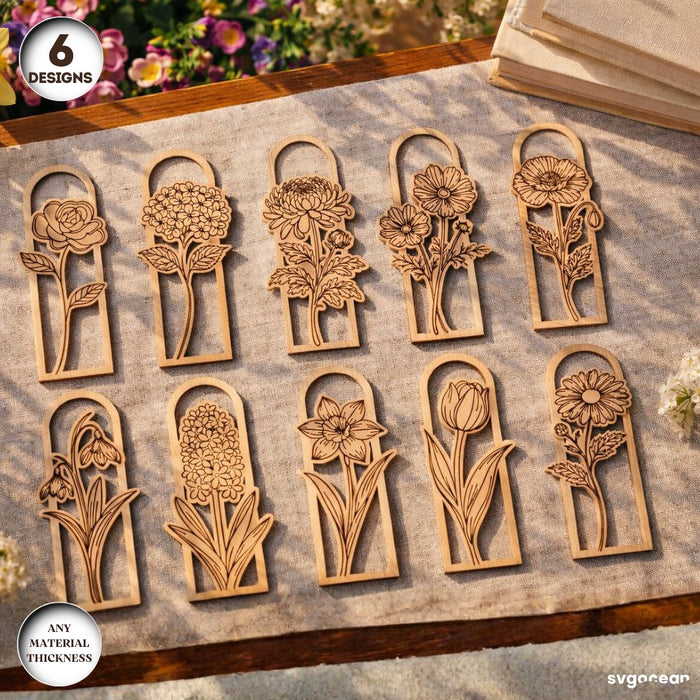 Flowers Bookmark Laser Cut Bundle - Svg Ocean