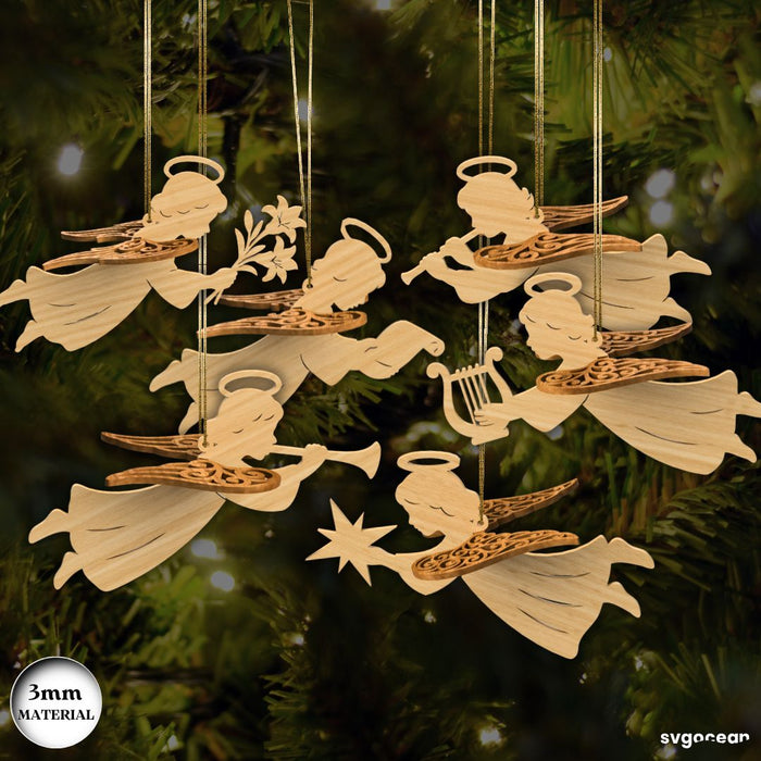 3D Christmas Angels Ornament Bundle - Svg Ocean