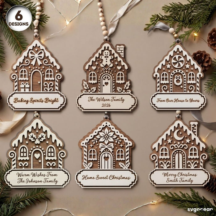 Gingerbread Houses Ornament SVG Bundle - Svg Ocean