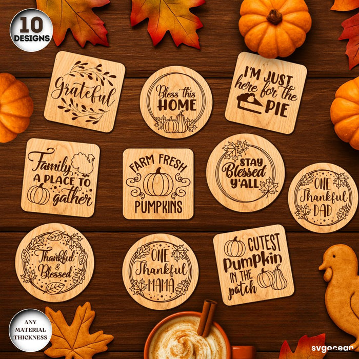 Thanksgiving Coasters SVG Bundle - Svg Ocean