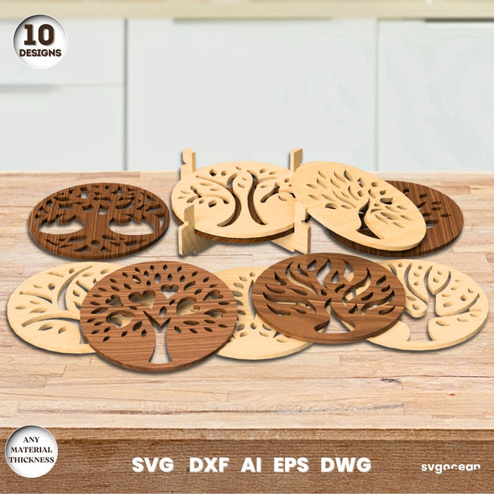 Wooden Coasters Laser Cut Megabundle - Svg Ocean