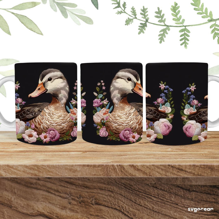 Embroidery Duck Mug Sublimation - svgocean