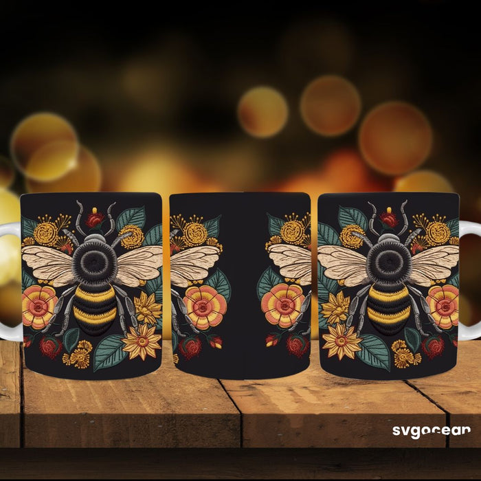 Embroidery Bee Mug Sublimation - svgocean