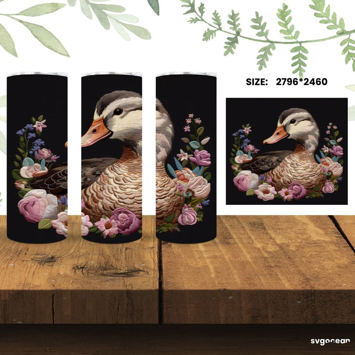 Embroidery Duck Tumbler Wrap Sublimation - svgocean